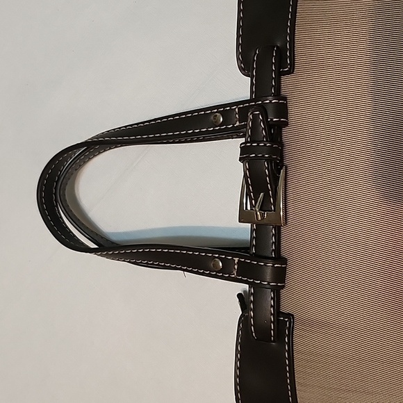 Vintage Etienne Aigner Tan and Black Nylon & Faux Leather Mini Tote - Picture 5 of 16